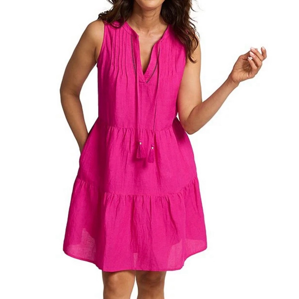 Tommy Bahama St. Lucia Split V-Neck Tiered Hem Dress Swim Cover-Up S/P NWT
